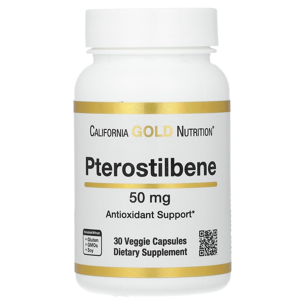 California Gold Nutrition Pterostilbene, 50 mg, 30 Veggie kapsler