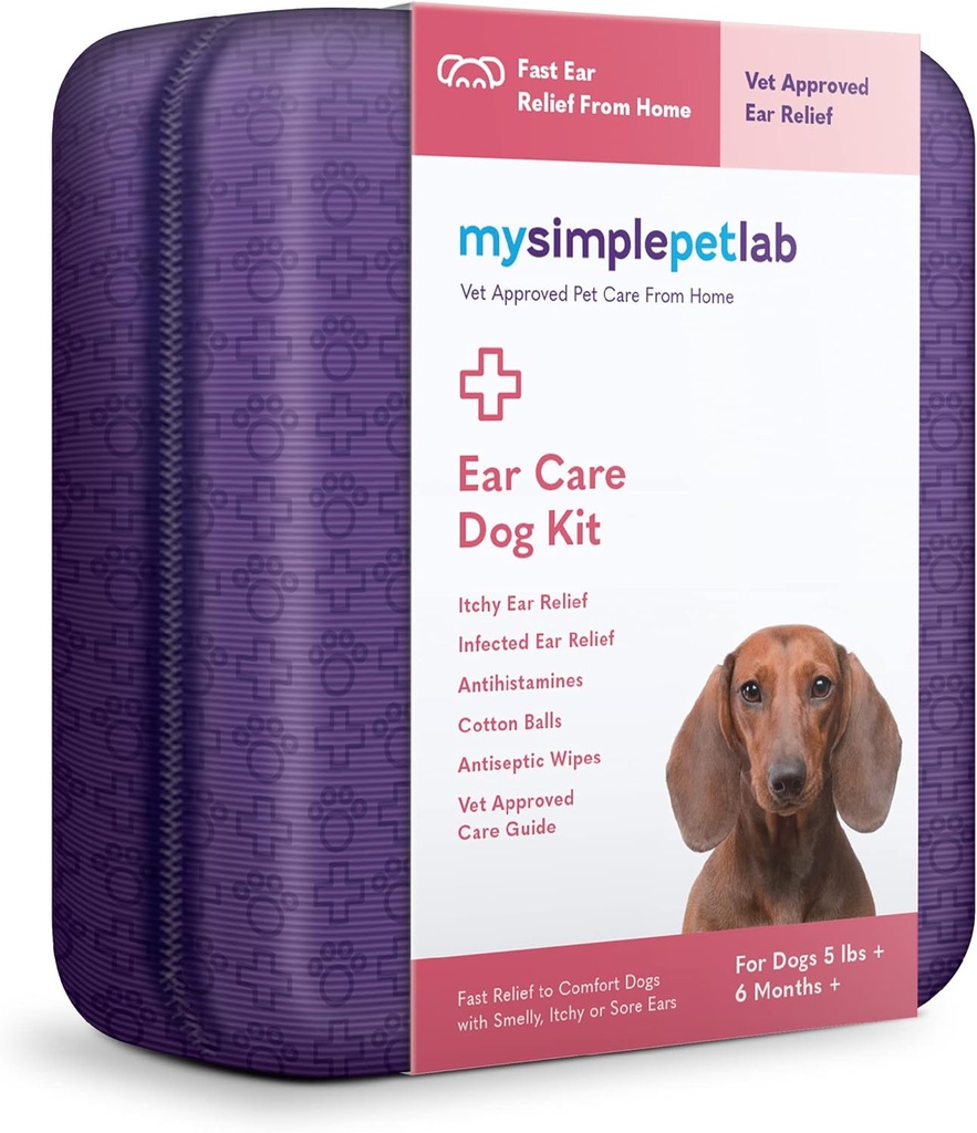 MySimplePetLab Ear Care Dog Kit I Medicert Tris Flush Dog Ear Cleaner I Infeksjonsbehandling med Betaferon I Hydrokortison drops Jeg Komfortabelt for luktig, kløende, eller Sore Ears