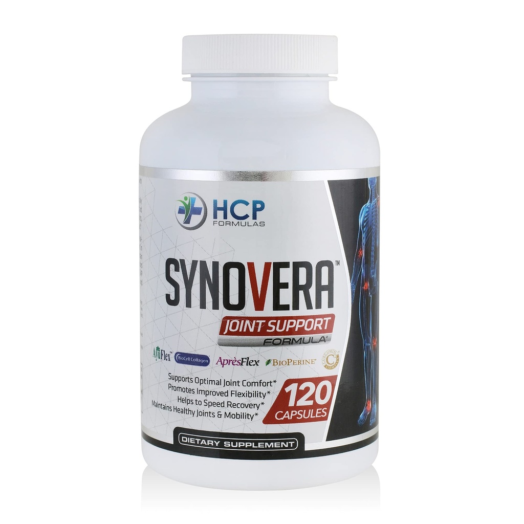 Synovera - Felles støttekompleks med gurkemeieekstrakt & kollagen - mobilitet og fleksibilitet - Sunn Joints, Tendon, Ligament og Synovial Vessue - Dietary Supplement - 120 Caps