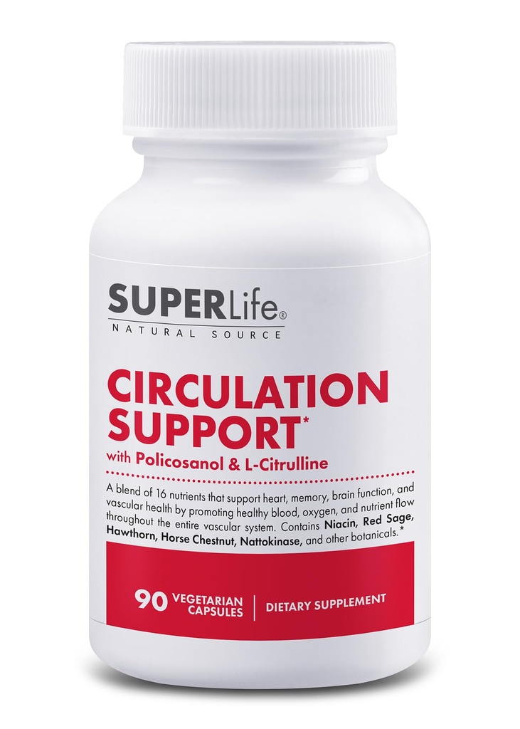 Sirkulasjonsstøtte - med Hawthorn Berry, Ginkgo Biloba, Butcher's Broom, Hestekastnut, L-Arginine & Ginger Root | fremmer sunn blod, oksygen og næringsstoffer Flow | Supplement - 90 Kapsler