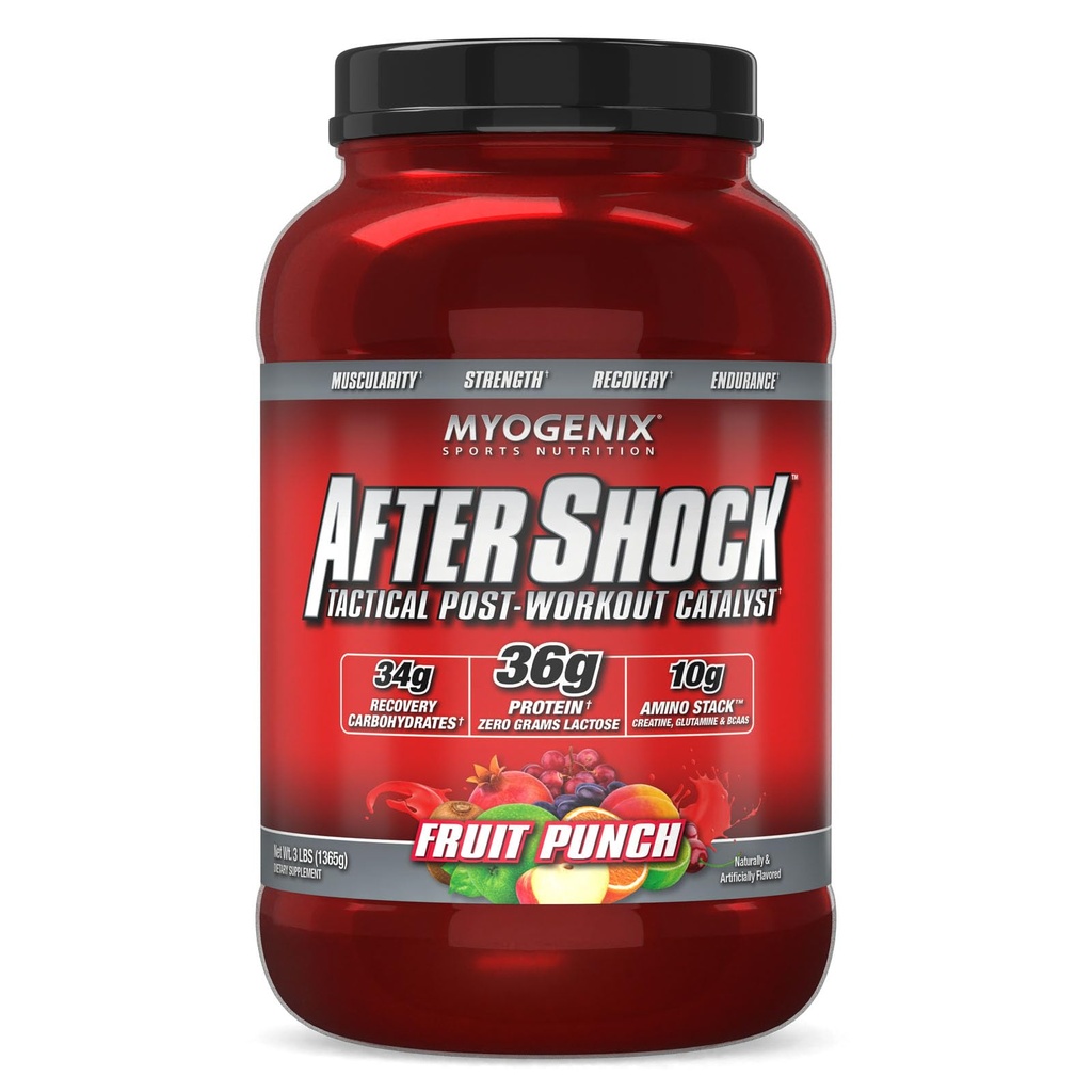 Myogenix Aftershock Post Trening - Muskelvekst Whey Protein pulver - hastigheter opp muskelvekst og gjenoppretting - støtter felles helse og replenishes Glycogen - fruktpunch, 3 lbs