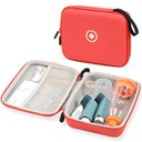 Fukumi Hard Travel Case for Astma Inhaler, Inhaler Spacer Case for barn og voksne, Masker, Astma Tilbehør Case med Mesh Pocket for medisin og andre tilbehør, rød (kun tilfelle)