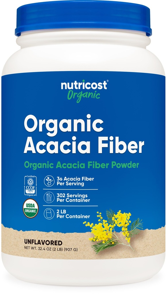 Nutricost Organic Acacia Fiber pulver (2 LB) - USDA sertifisert organisk, ikke-GMO, Glutenfri