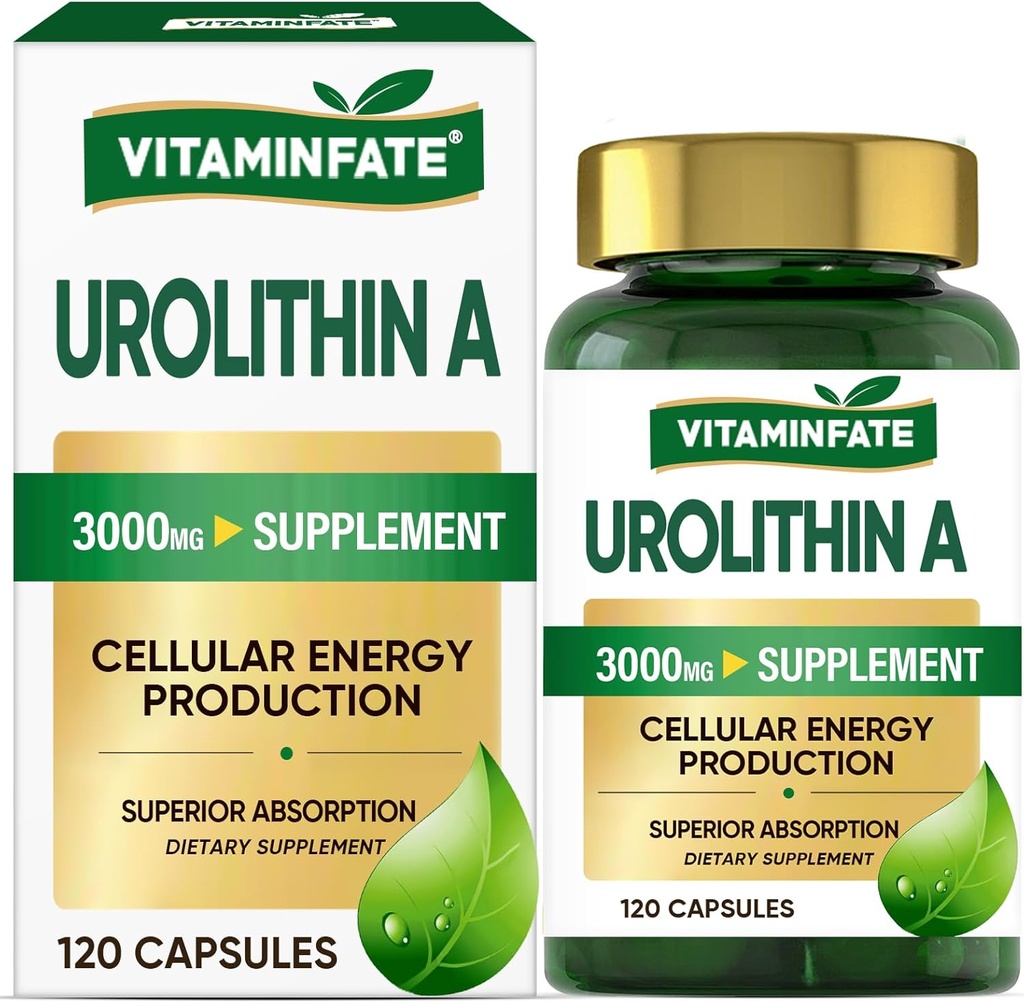 3000 MG urolithin A Supplement - 120 Kapsler støtter antioksidant, forbedret sunn aldring, Mitochondrial, Cell Repair for menn og kvinner