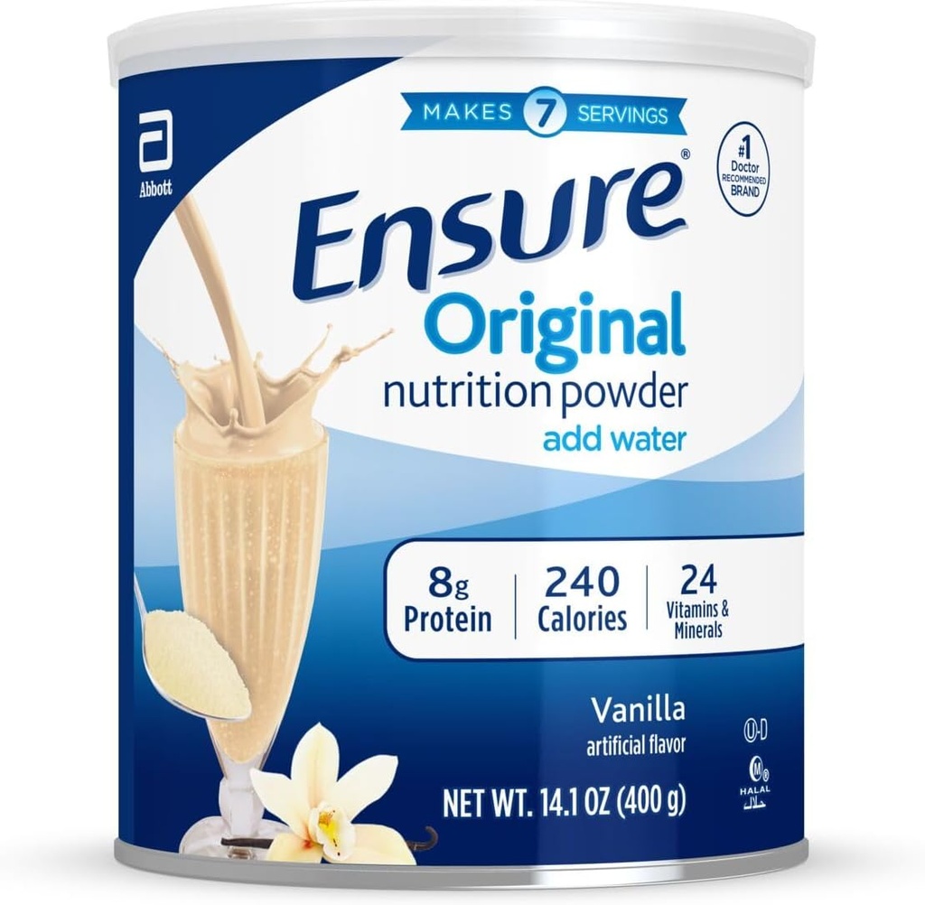 Sikre Original Vanilla Ernæring Powder | Vanilla Protein pulver | Small Meal Replacement Shake Mix | 8g Protein, 24 Vitaminer og mineraler | Immunhelse | 14.1 oz