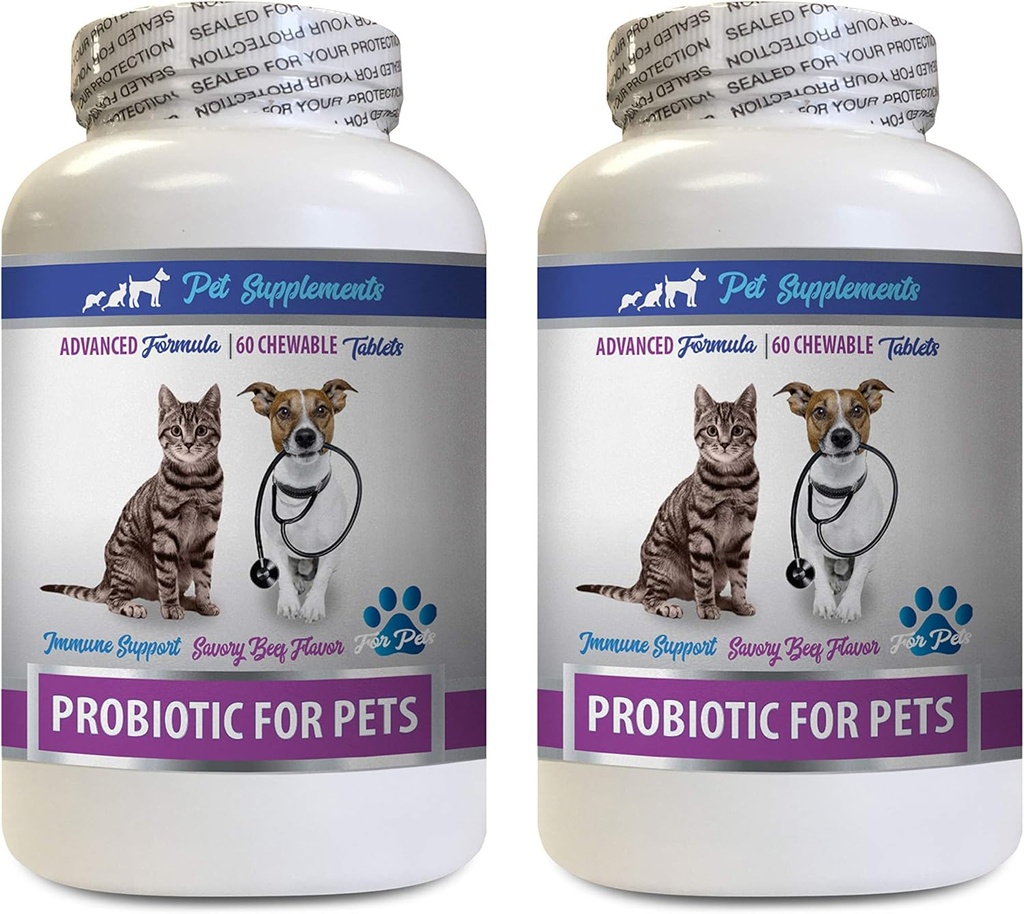 katt dårlig pustebehandlinger - PROBIOTics for kjæledyr - hunder katter - dårlig gass og pustebehandlinger - avansert immunforsterkning - beste probiotika for katter - 2 flasker (120 behandlinger)