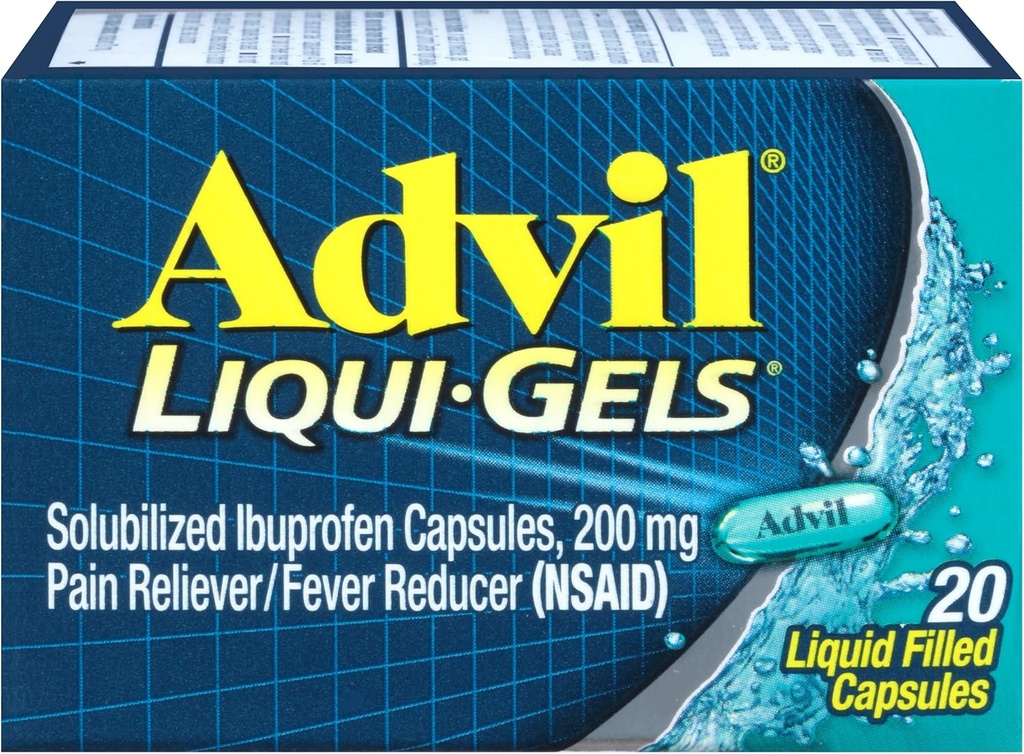 Advil Pain Reliever / Fever Reduser Liqui-Gels 200 mg - 20 ct, Pakke med 3