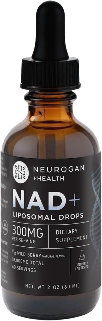 Neurogan NAD+ Liposomal Drops - 300mg Per Serving, 18.000mg Totalt - Flytende Drops Kosttilskudd - Cellular & Immune Support NAD Supplement - Nikotinamid Adenine Dinucleotid for kvinner og menn