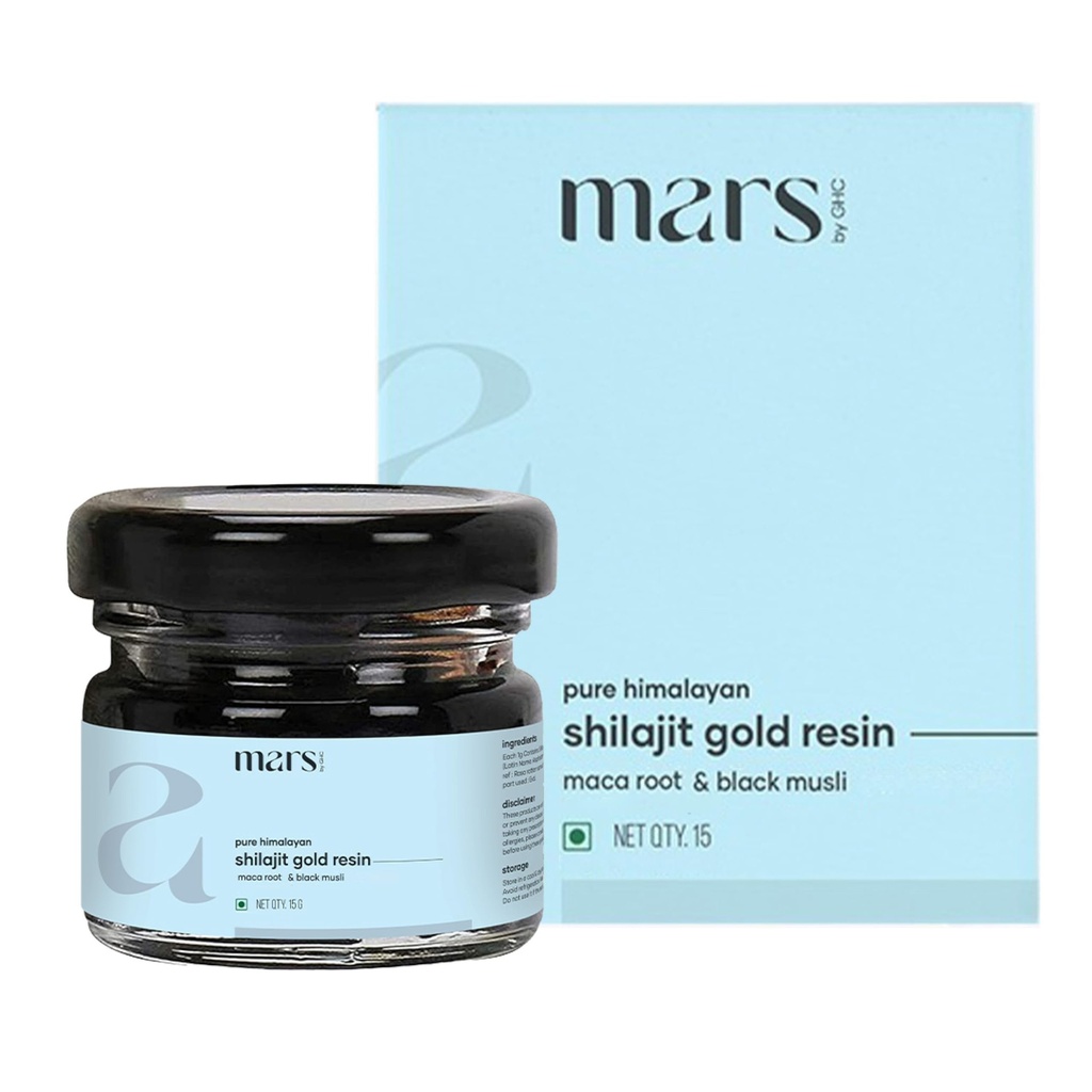 Mars ren Himalayan Shilajit Gold (Resin) | Premium økologiske Shilajit utgitt fra High-Altitude Himalaya | Naturlig energi, styrke og utholdenhet Booster | Resin for total velbeting -15 g (Pack of 1)