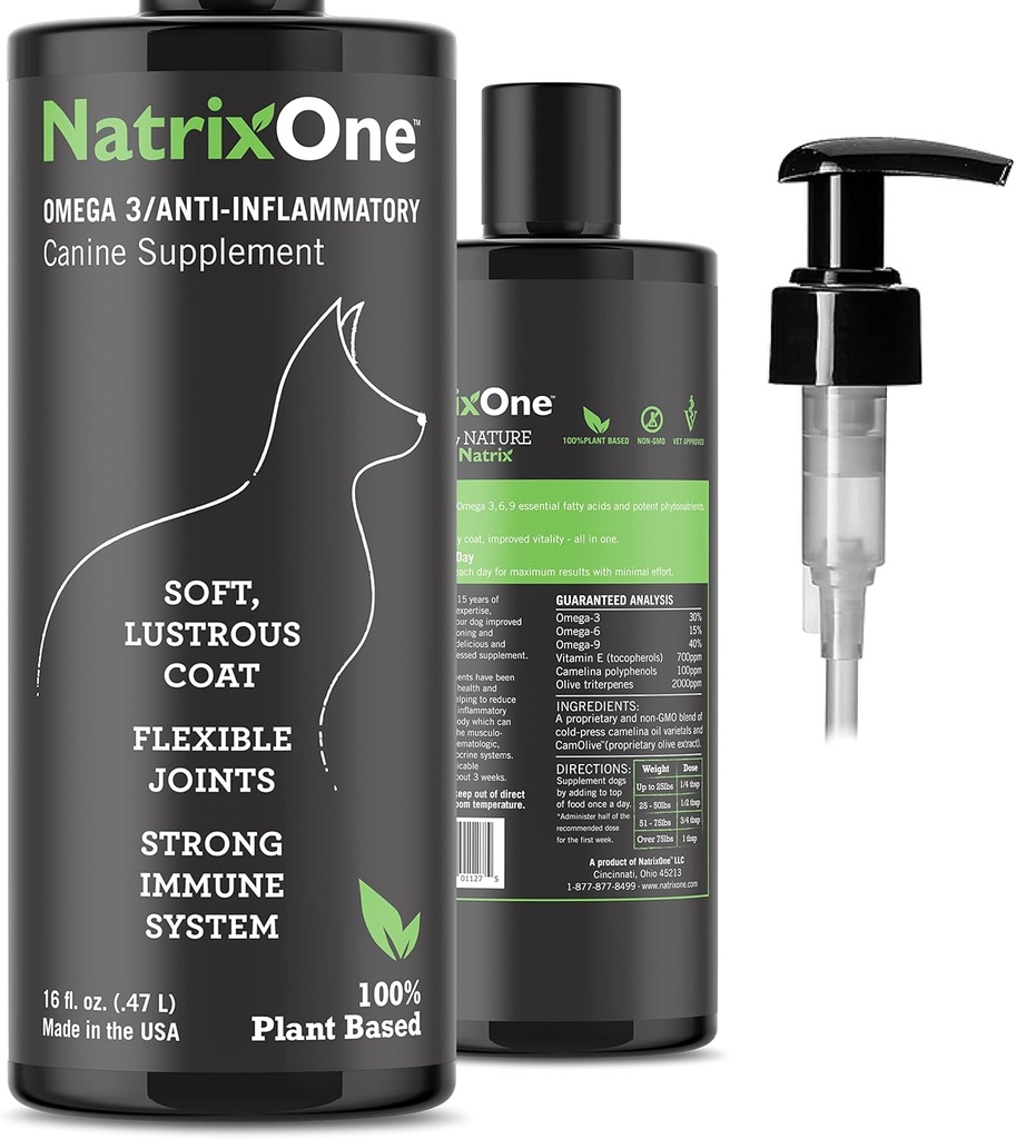 100% ren Camelina Olje for hunder, 16 oz - Hunde Hud og Coat Supplement Alle-Naturlige Kosttilskudd, Støtte hjerter, Joints, Coats, Hud og Antiinflammatorisk, Beskyttende omsorg - Omega 3 by NatrixOne