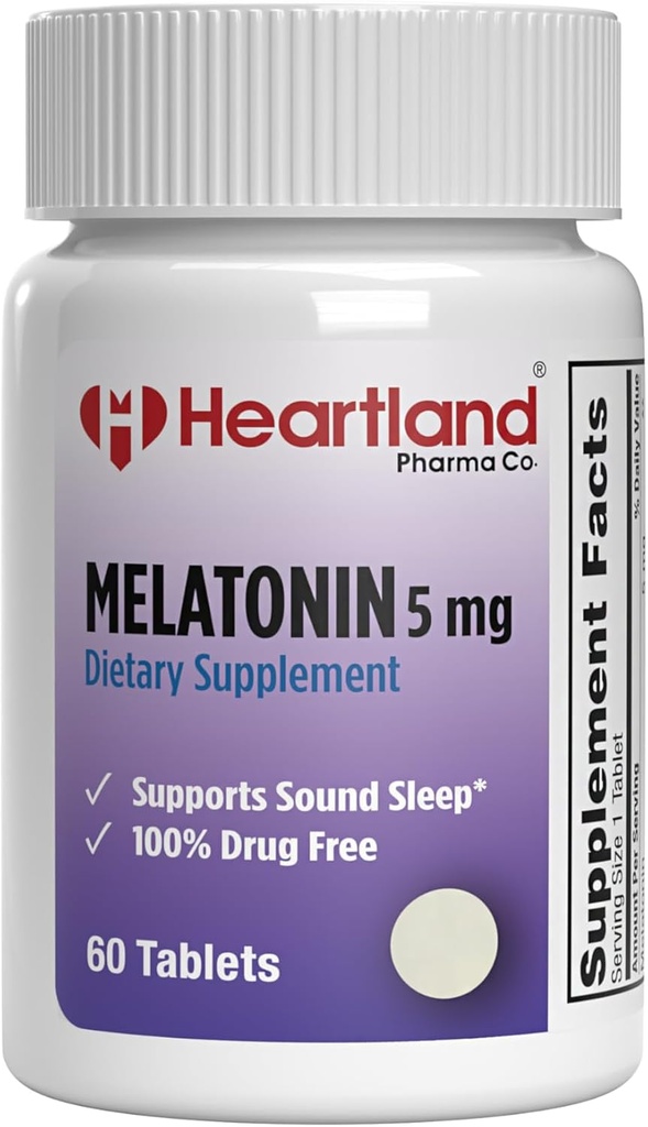 Melatonin 5 mg |Sleep Aid Piller | Naturlig søvn støtte | 100% Drug Free Sleep Aid Supplement | Ikke-Habit Forming | USA Produsert | 60 Count