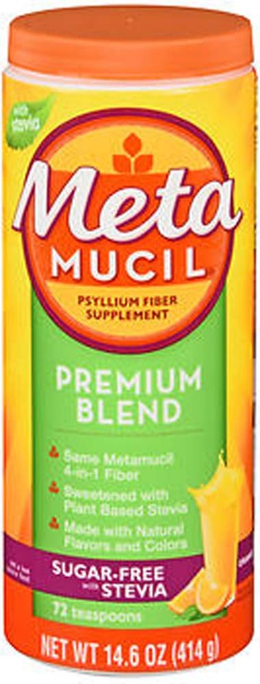 Metamucil Premium blanding Psyllium Fiber pulver sukkerfri med Stevia Orange - 14,6 oz