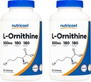 Nutricost L-Ornithine 500 mg; 180 kapsler (2 flasker)