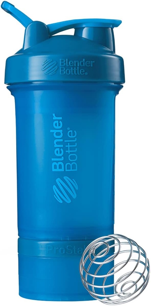 BlenderBottle Shaker flaske med pilleorganisator og lagring for proteinpulver ProStak System, 22-Ounce, Cyan