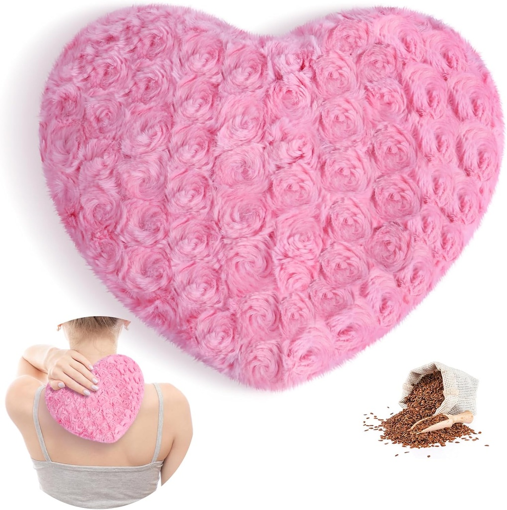 Atsuwell mikrobølgeovn oppvarming pad, multipurpose varm moist varme pile, fluffy mikrowavable varme pad for krimmer, joints, hals, moist varme kompress for å lindre muskeltrykk og avslapping, rosa