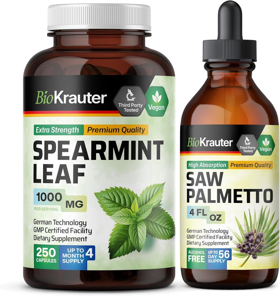 BIO KRAUTER Spearmint 250 kapsler og så Palmetto Tinktur 4 fl. Oz.