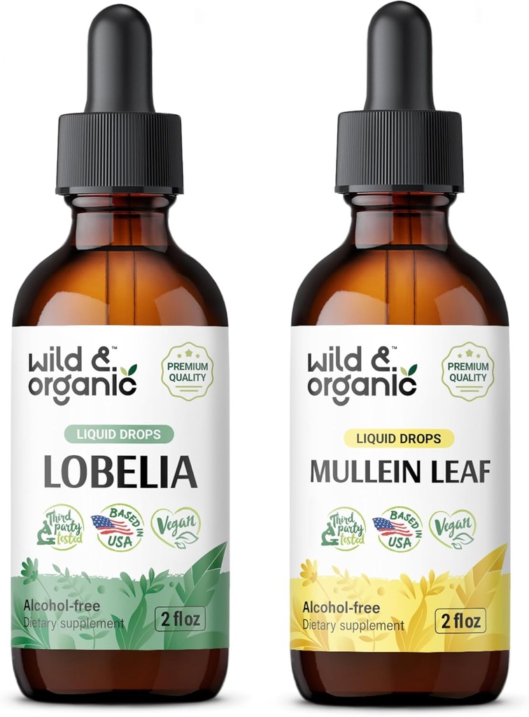 Wild & organisk Lobelia Tinktur 2 fl oz & Mullein Tinktur 2 fl oz