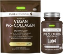 Levende kulturer+ Lab4 Probiotika + Vegan Vanilla Collagen Protein pulver Vegansk Bundle, Komplett Collagen Boosting Formula + 25 milliarder CFU Probiotic med ikke-Bloating Prebiotic, av Igennus