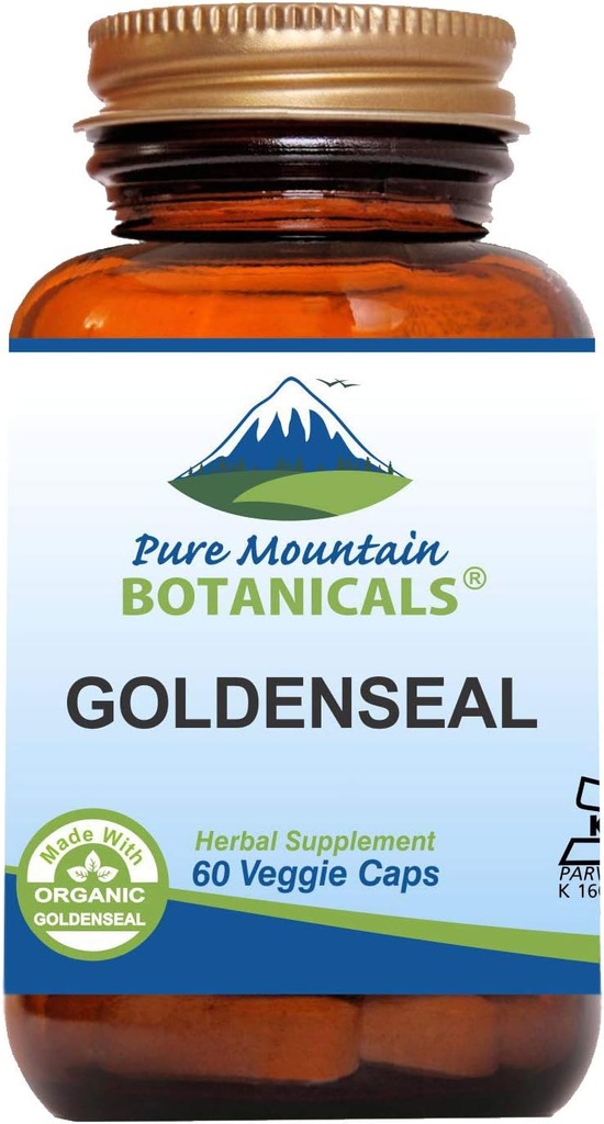 Pure Mountain Botanicals Goldenseal Kapsler - Kosher Vegan Caps med 250mg organisk Goldenseal Root Supplement