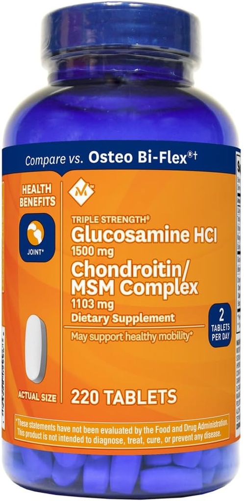 Medlemmets Mark Triple Styrke Glukosamin 1500mg & Chondroitin MSM 1288mg Tabletter (1 flaske (220 tabletter))