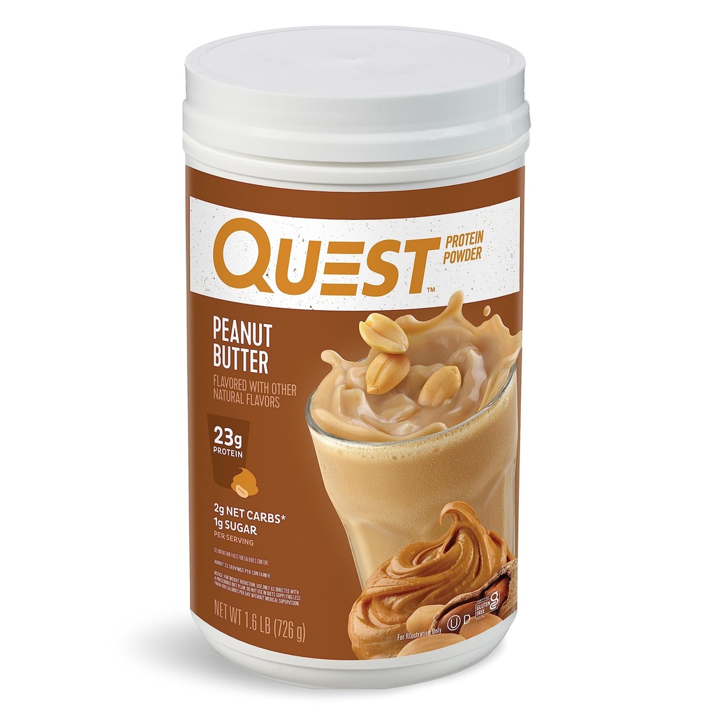 Quest Nutrition Peanut Butter Protein pulver, 23g Protein, 1g Sukker, Lav karbohydrat, Glutenfri, 1,6 pund, 23 Serveringer