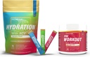 Sukkerfri Hydration Powder Packets Variety - 15 Stick Packs & PreWorkout pulver med ACV Varme, Trening, Reise, Daglig Hydration + Superfood Energi & Naturlig Nitric Oxid Booster Plus Koffein