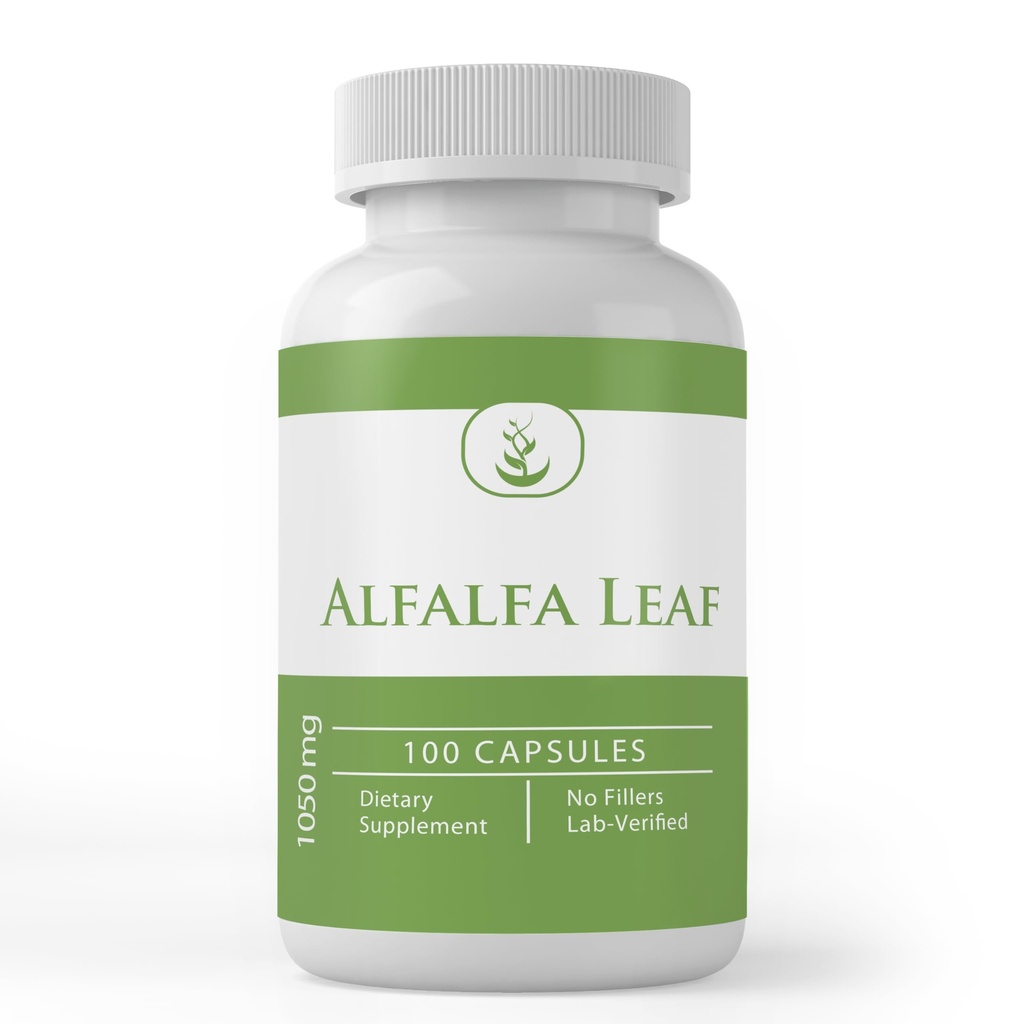 Rene originale ingredienser Alfalfa Leaf, (100 kapsler) Alltid ren, Ingen tilsetningsmidler eller fyllstoffer, Lab verifisert