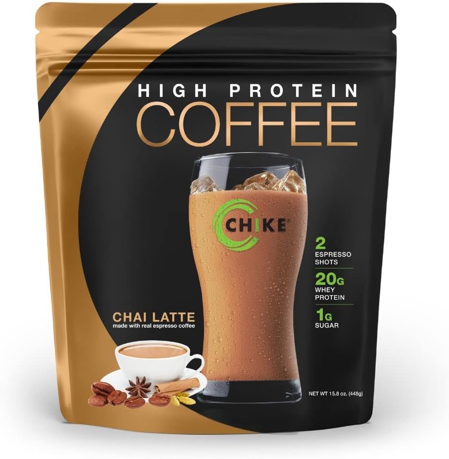 Chike Chai Latte High Protein Iced Kaffe, 20 G Protein, 2 Shots Espresso, 1 G Sukker, Keto Vennlig og Glutenfri, 14 Serveringer (16 Ounce)