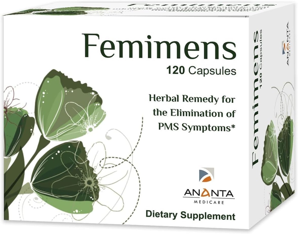 Ananta Medicare FEMIMINS Herbal Remedy for eliminering av PMS symptomer, kosttilskudd - 120 kapsler