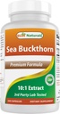 Best Naturals Sea Buckthorn olje pulverekstrakt 10:1 500 mg 240 kapsler - Ikke-GMO, Glutenfri - Inneholder naturlig Occuring Omega-7 Palmetoleic Acid