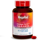 MegaRed Omega 3 Fish Oil Supplement + Krill Oil 500mg, Avansert 4in1 EPA & DHA Omega 3 Fatty Acid Softgels (140cnt flaske), Fosfolipider, støtter hjernens øye felles og hjerte helse