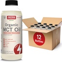 Jarrow Formler Organic MCT Oil - 16 fl oz - Hurtig brensel for hjerne og muskler - Capryl (C8) + Capric Acid (C10) - Ketogen Diet Vennlig Supplement - Unflavored (Pack of 12)
