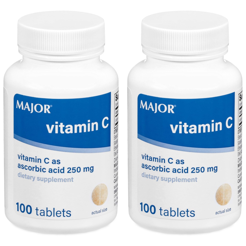 MAJOR vitamin-C 250 mg askorbinsyretabletter, 100 CT - Pakke med 2