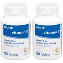 MAJOR vitamin-C 250 mg askorbinsyretabletter, 100 CT - Pakke med 2