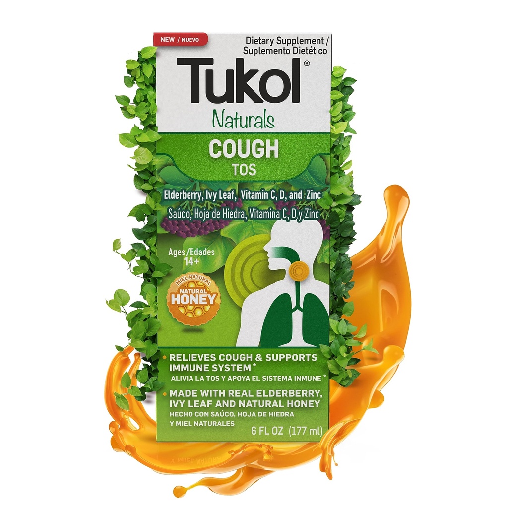 TUKOL Naturals Elderberry Syrup with Vitamin C, D, and Zinc, 6 Fl Oz
