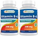 Best Naturals Vitamin b6 200mg for voksne, 120 tabletter (120 greve (pakke på 2))