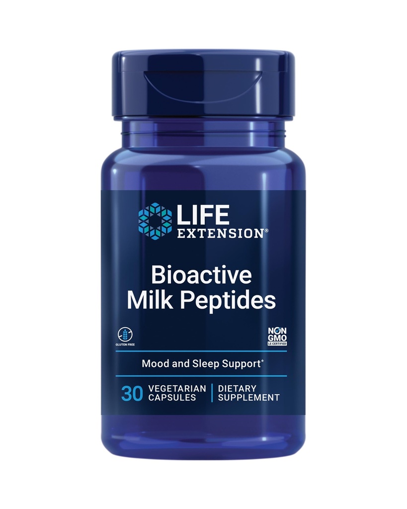 Livsforlengelse Bioaktiv Melk Peptider, Sunn Mood Support, Sleep Supplement, Relaxering, Melkpeptider, Casein decapeptid, Hormon-fri, Glutenfri, Ikke-GMO, Vegetarisk, 30 Kapsler