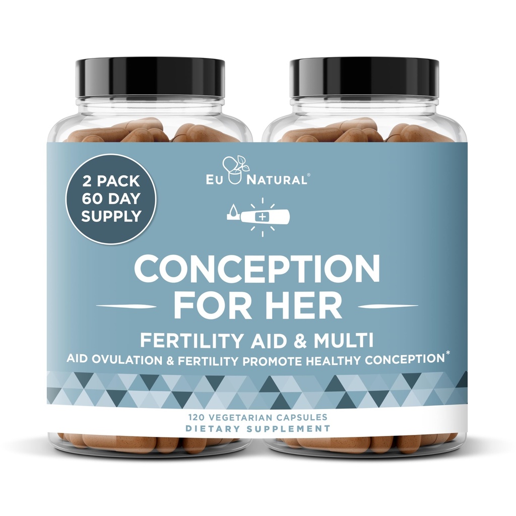 Konseptfertilitet Kosttilskudd for kvinner - Bidrar ovulering, Hormonal balanse, og regelmessige sykluser - Prenatal vitamin støtte med Myo-Inositol, Folat, Folinsyre, Vitex - 120 Vegetariske myke kapsler