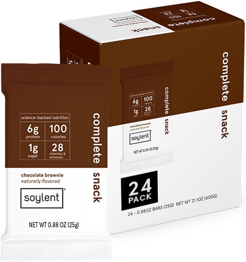 Soylent Snack Mini Protein Barer - Sjokolade Brownie, 1g sukker, Proteinbarer, Glutenfri, 6g av vegansk energi - 24 teller