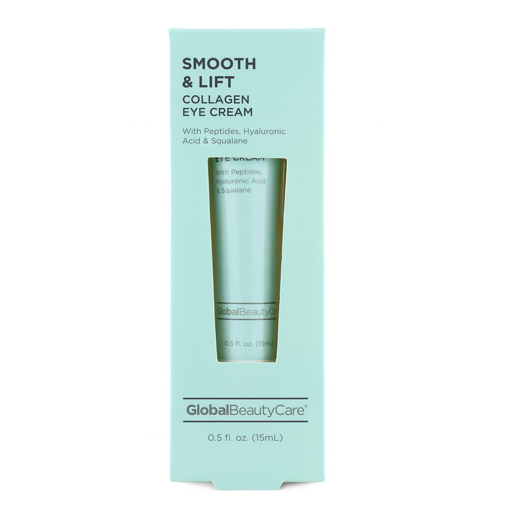 Global Beauty Care Smooth & Lift Collagen - Øyekrem wiith peptider, Hyaluronsyre & Squalane, 1-Pack (0,5 fl oz 15ml)