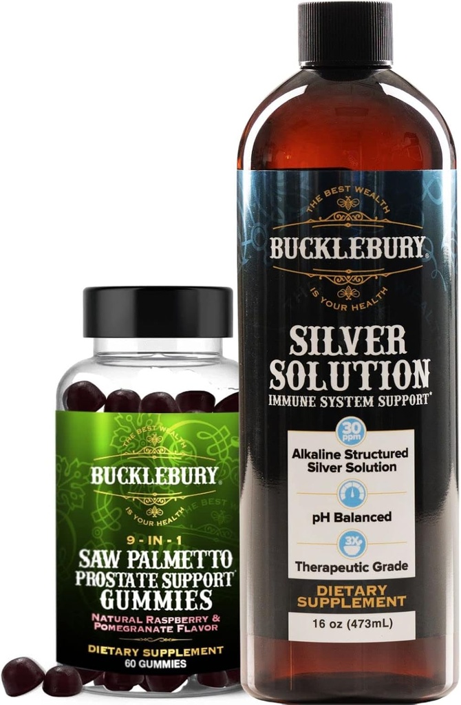 BUCKLEBURY så Palmetto Prostate Gummies og strukturert flytende sølv løsning 30ppm