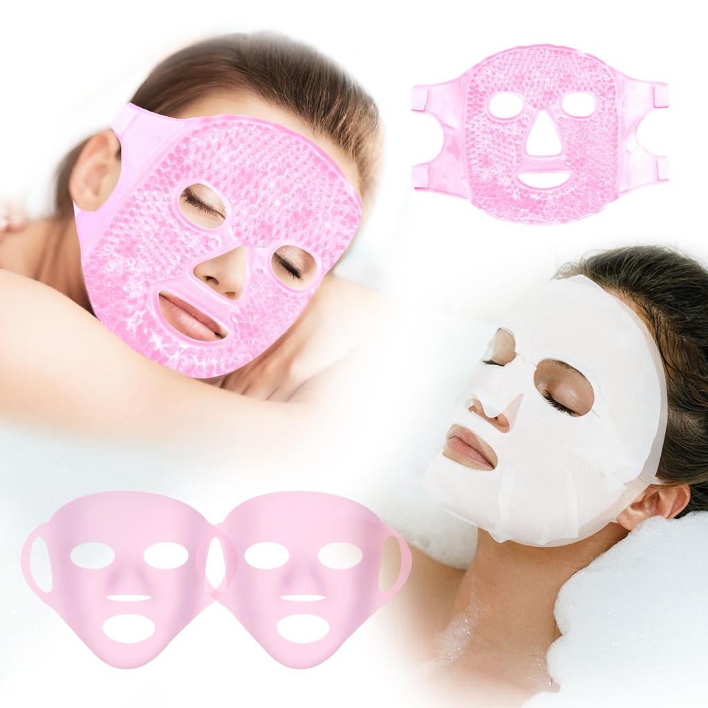 Reusable is ansiktsmaske sett - varm og kald terapi for migrain, visdom tannsmerter, Puffiness Relief med 2 silikondeksel, kjøling Gel Pad for svimmelhet
