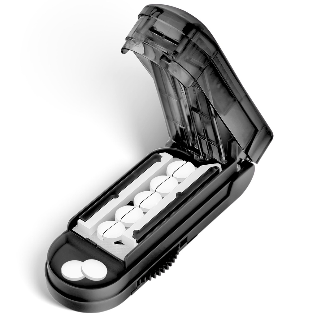 DubSTAR Piller Splitter for små og små piller, flere piller for små eller store piller, justerbar pille Splitter med senterenhet og Blade Guard for multitabletter (svart)