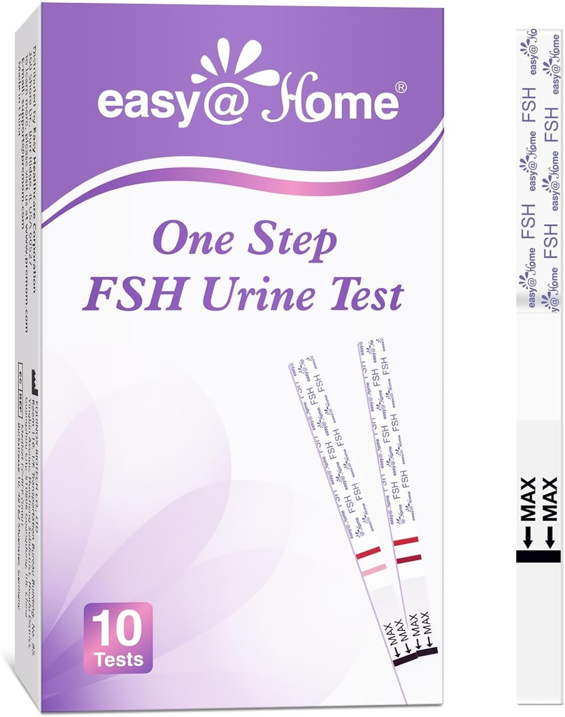 Easy@Home FSH Test Kit: 10 FSH Test Strips for kvinner - Spor Hormone Nivåer og støtte Fertilitet Planlegging hjemme