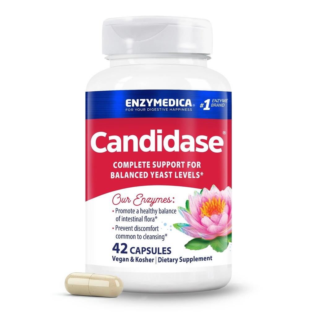 Enzymedica, Kandidase, Digestive Enzymer for Gentle Cleansing Support, Gut helse og digestion, 42 Count