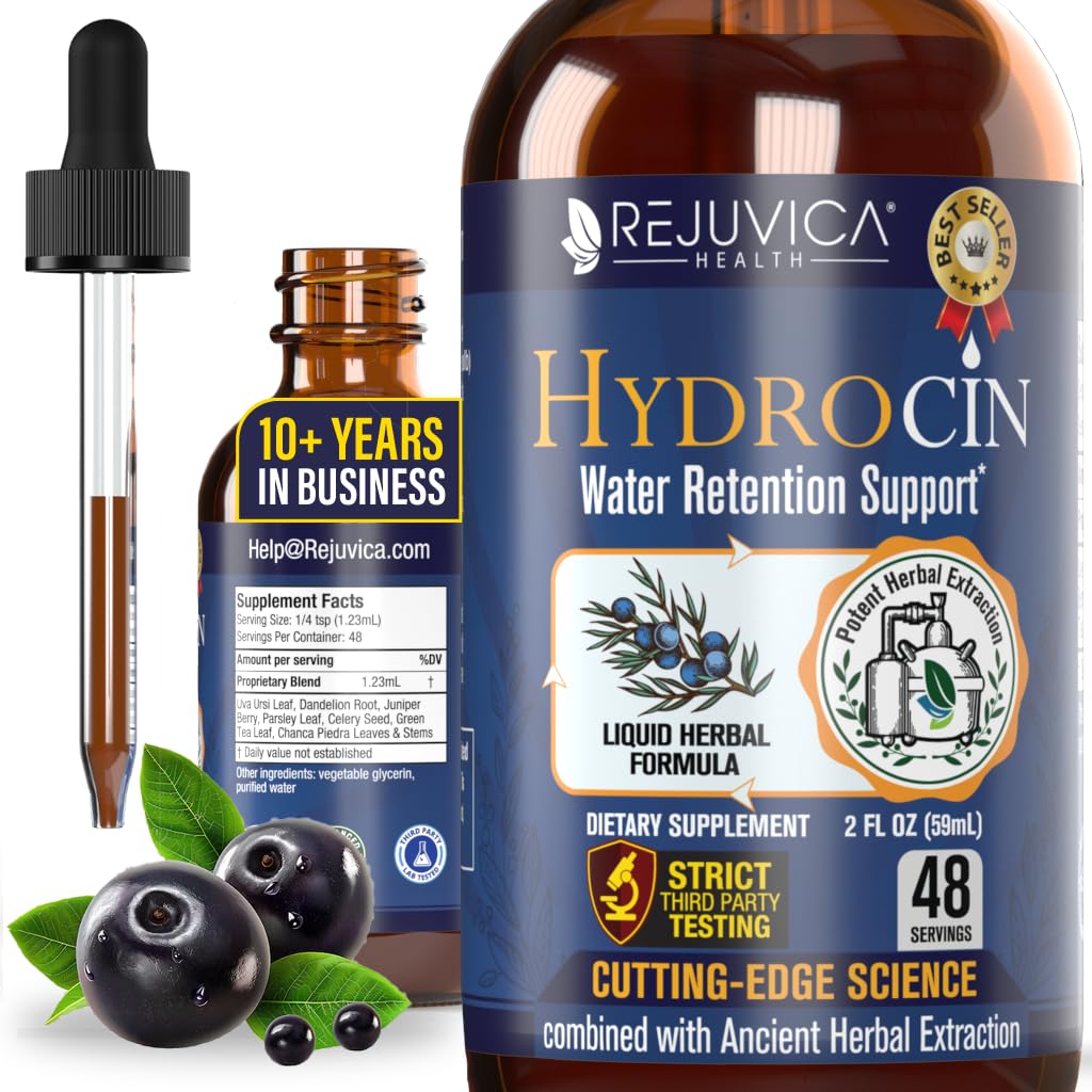 Hydrocin - Advanced Diuretic vanntetthetsstøtte Supplement - flytende levering for bedre absorpsjon - Dandelion, Uva Ursi, Juniper Berry, Celery frø, grønn te og mer!