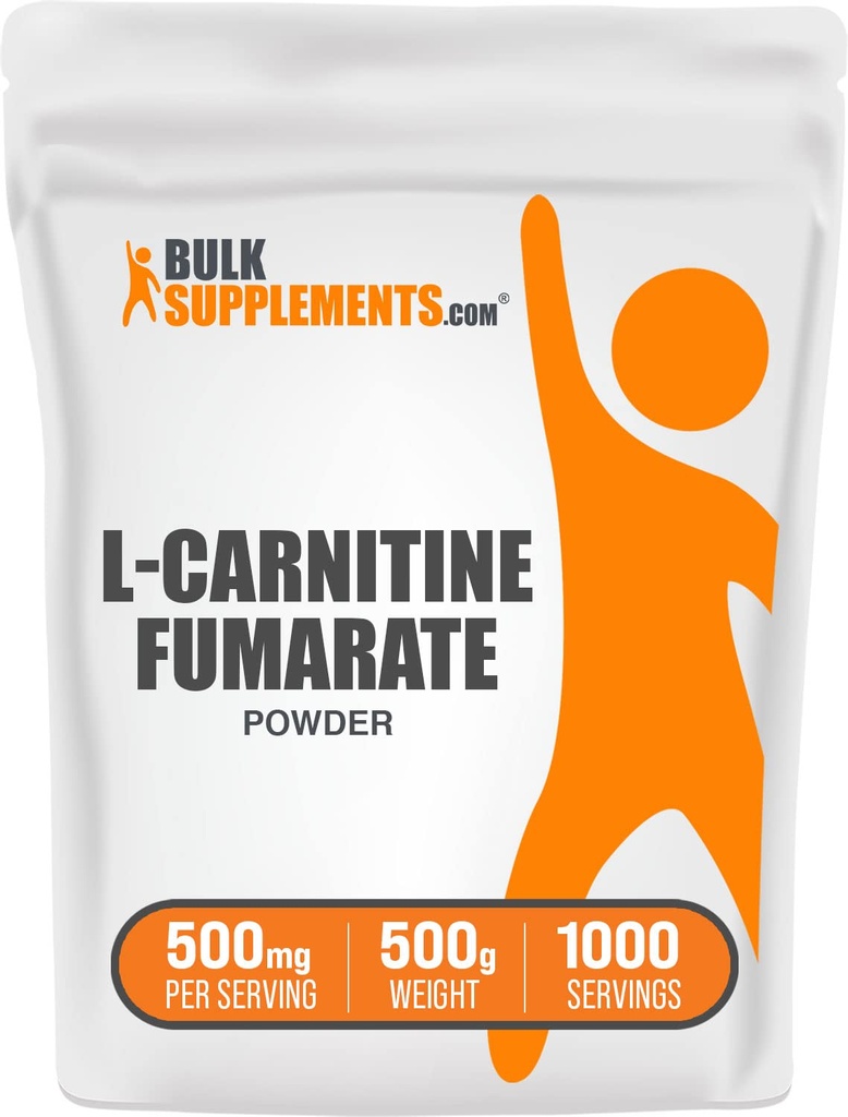 BulkSupplements.com L-Carnitine Fumarate pulver - Carnitine Supplement, Sports ernæring, L-karnitin 500mg - Glutenfri, 500mg per servering, Glutenfri, 500g (1,1 lbs) (pakke med 1)