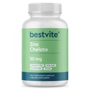 BESTVITE Zink Chelate 50 mg (240 vegetariske kapsler) - Ingen stearates - Ingen dikalciumfosfat - Vegan - Ikke GMO - Glutenfri