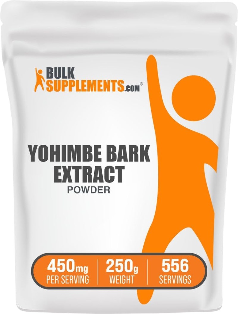 BulkSupplements.com Yohimbe ekstrakt pulver - Yohimbe Bark ekstrakt - Herbal Supplement, Glutenfri, 450 mg per servering, 250g (8,8 oz) (Pack of 1)