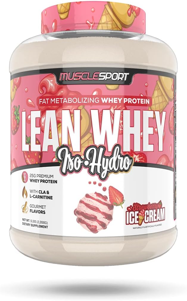 Musclesport Lean Whey RevolutionTM Protein pulver - Whey Protein Isolate - Lav kalori, lav carb, lav fett, utrolige flavors - 25g Protein per Scoop - 5lb Strawberry Creme
